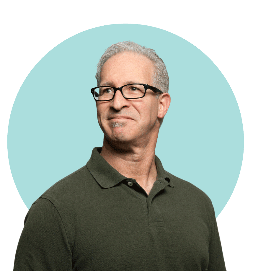 Smiling Old Man with Circle Backrgound